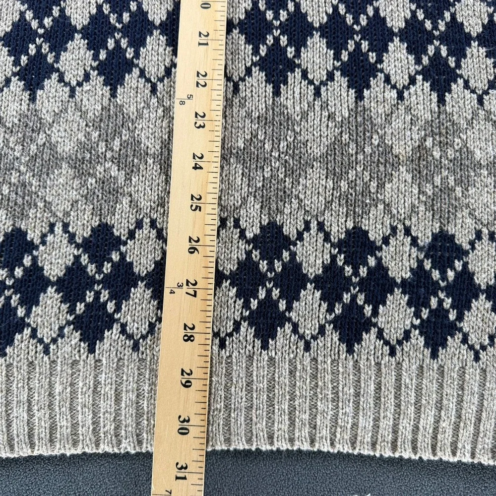 Vintage SCANDIA Argyle Cotton Knit Sweater Mens L Made In USA 80s 90s Grandpa